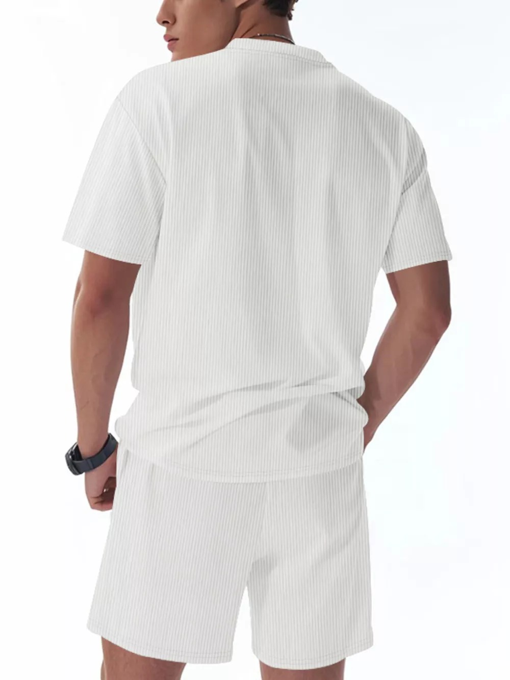 Men's Full Size Casual Striped Top and Shorts Set Plus Size, image 9