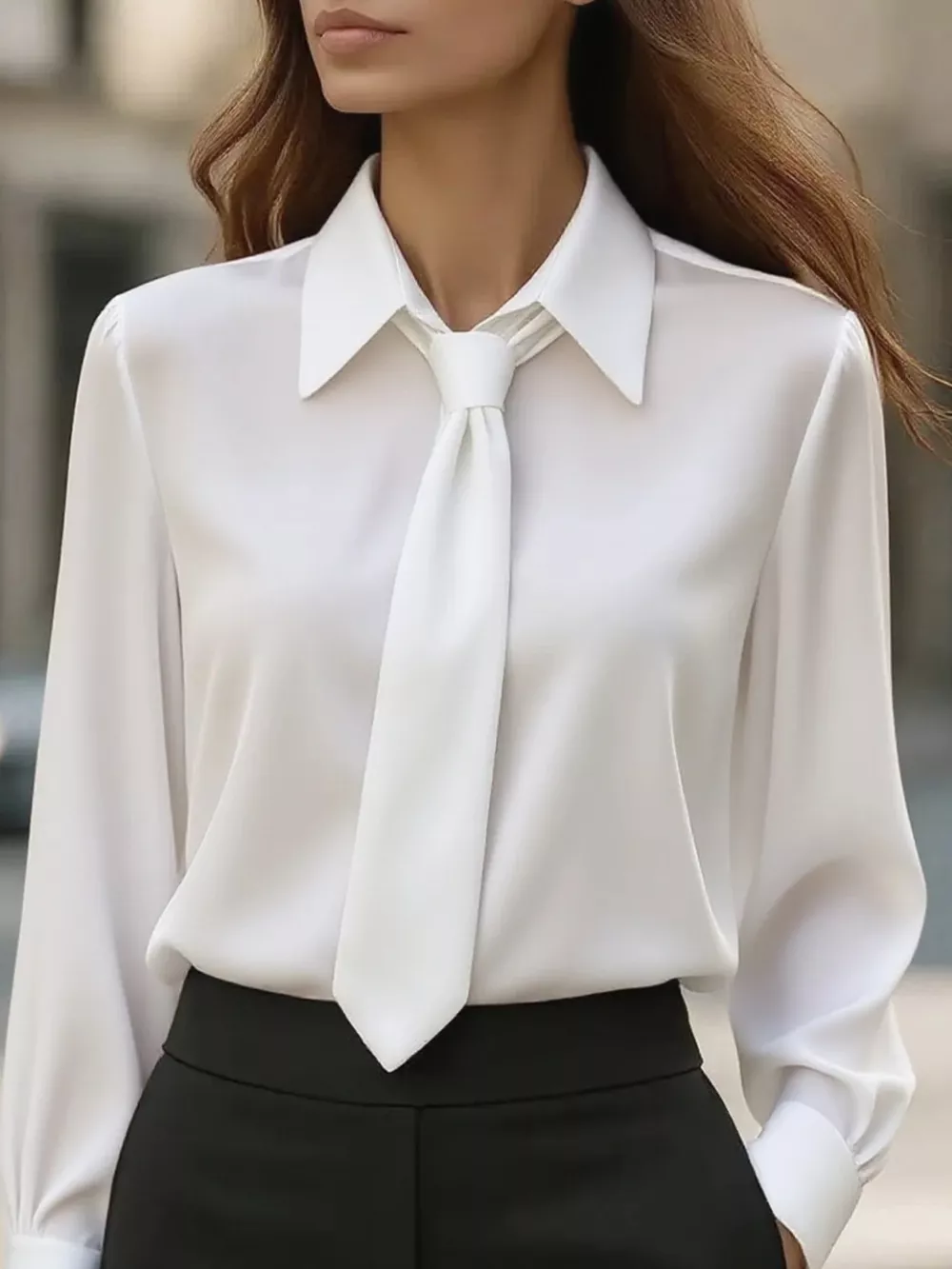 Tie-Neck Long Sleeve Blouse, image 7