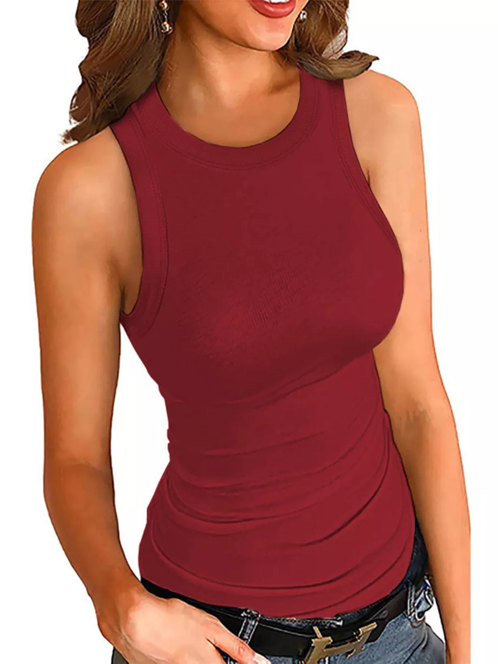 Full Size Ribbed Round Neck Tank Plus Size, image 5