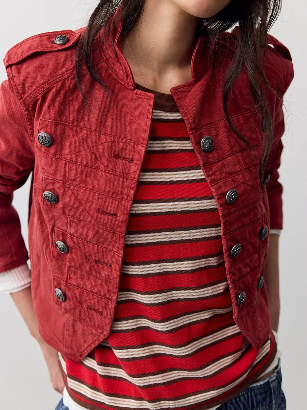 Decorative Button Cropped Jacket, image 3