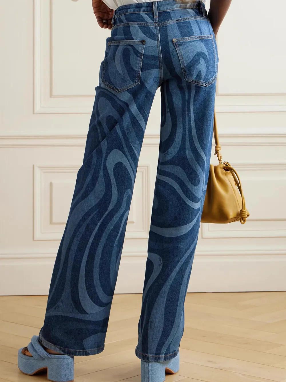 Water Ripples Print Wide Leg Jeans, image 3