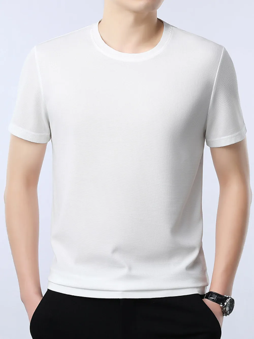 Men's Plus Size Round Neck Short Sleeve T-Shirt, image 2