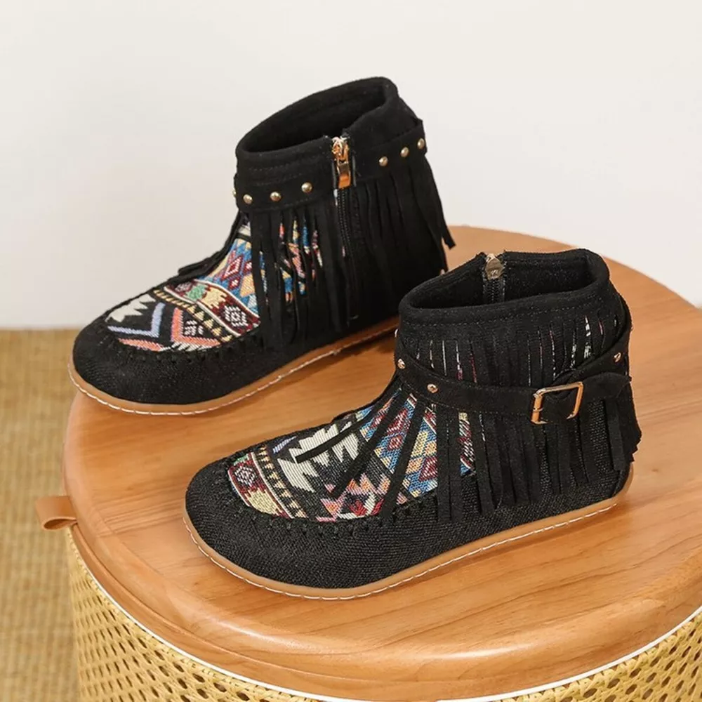 Fringe Side Zipper Ankle Boots, image 7