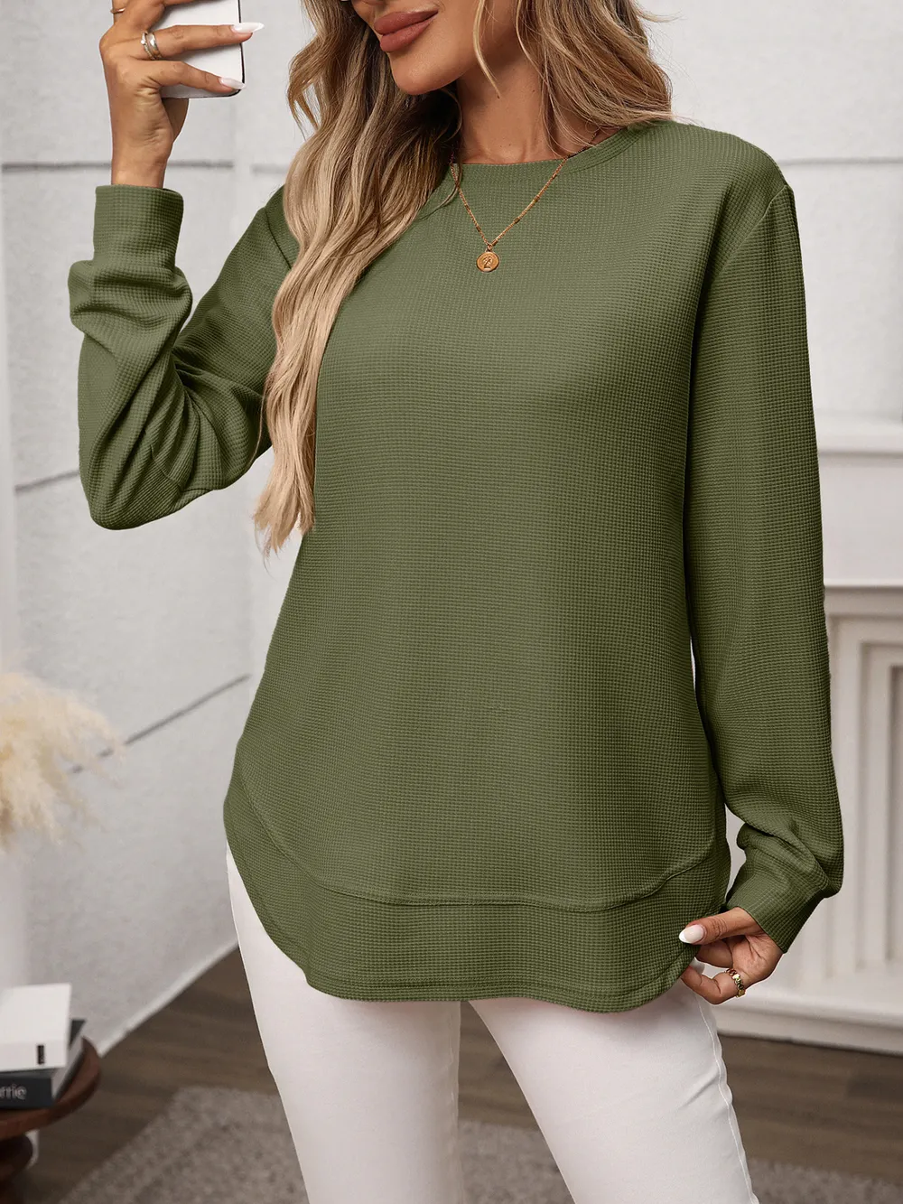 Long Sleeve Round Neck T-Shirt, image 15