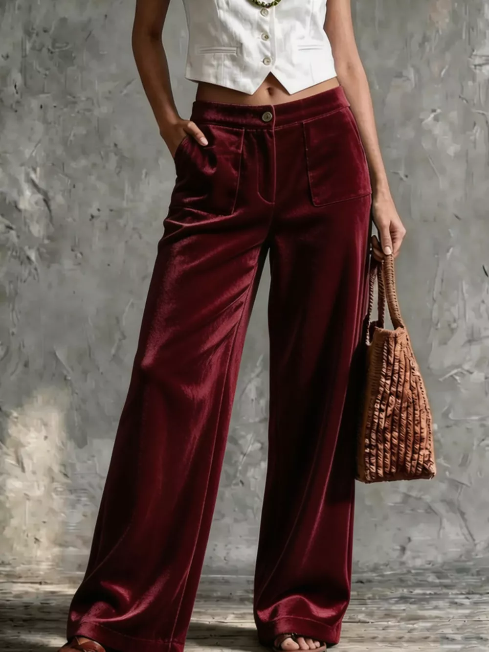 Full Size Velvet Wide-Leg Pants Plus Size, image 9