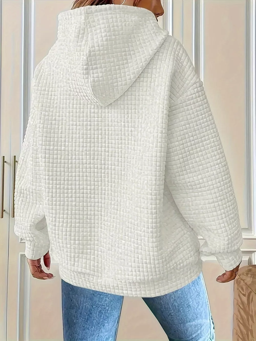Textured Knit Drawstring Hoodie, image 14