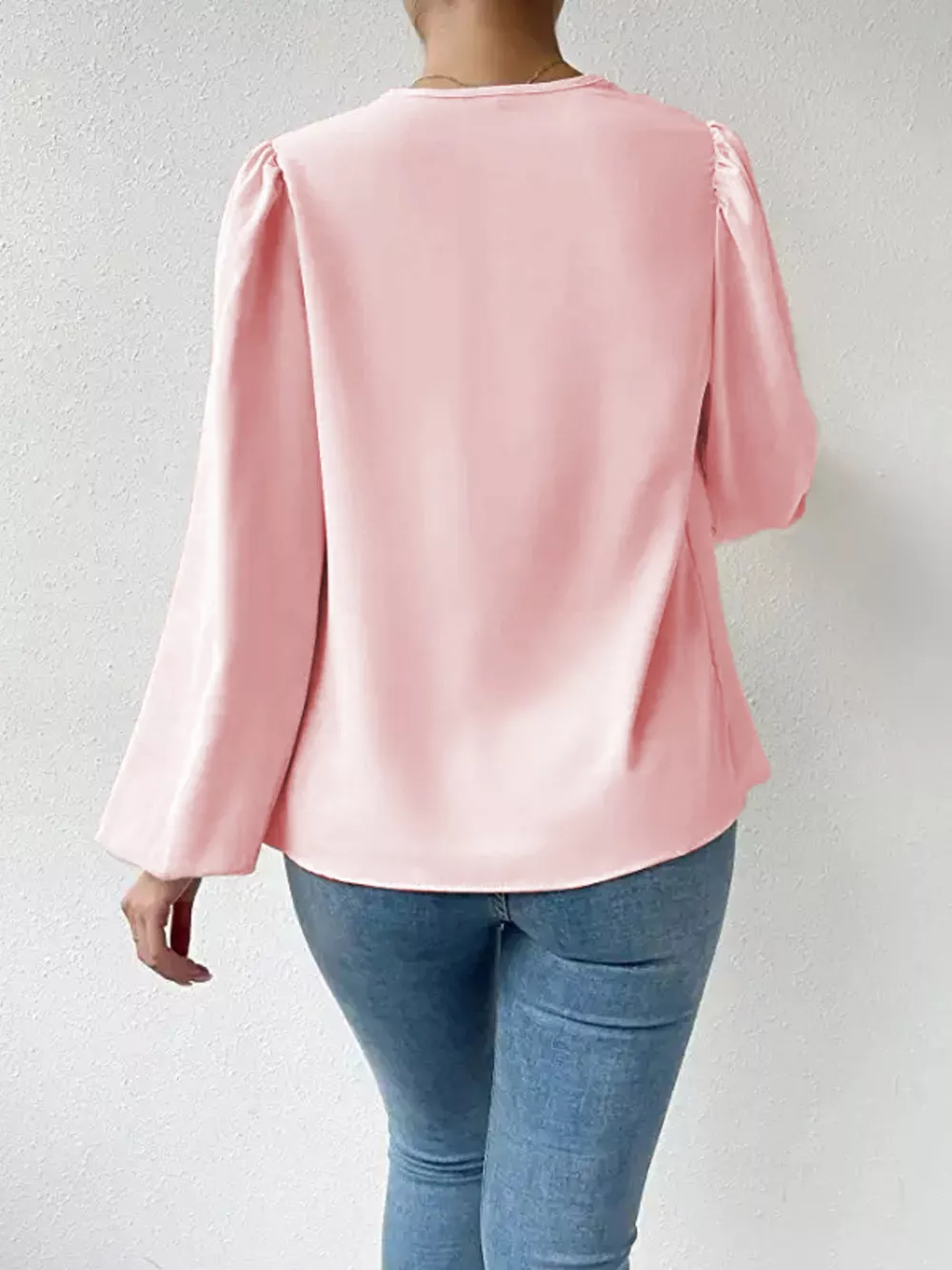 Full Size Cowl Neck Balloon Sleeve Blouse Plus Size, image 12