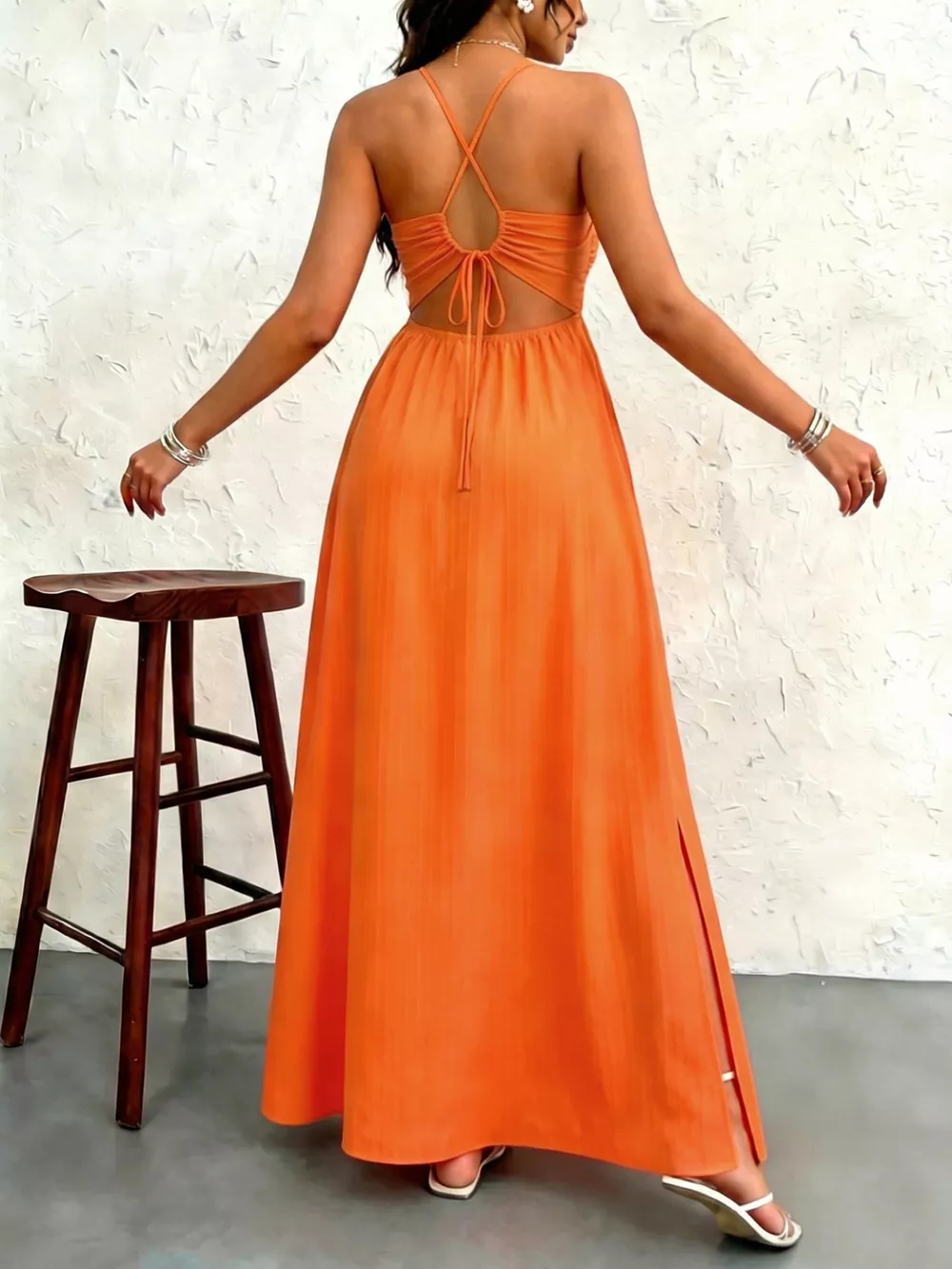 Cutout Front Slit Maxi Dress, image 5