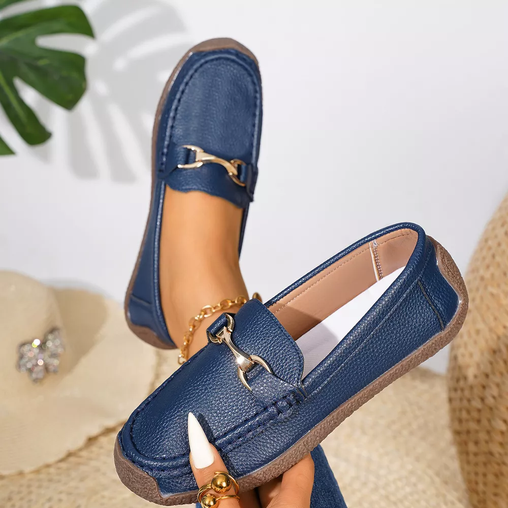 Classic Metal Bit Embellished Slip-On Loafers with Textured Non-Slip Sole, image 11