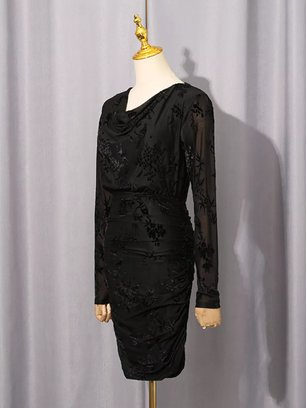 Ruched Long Sleeve Mini Dress, image 9