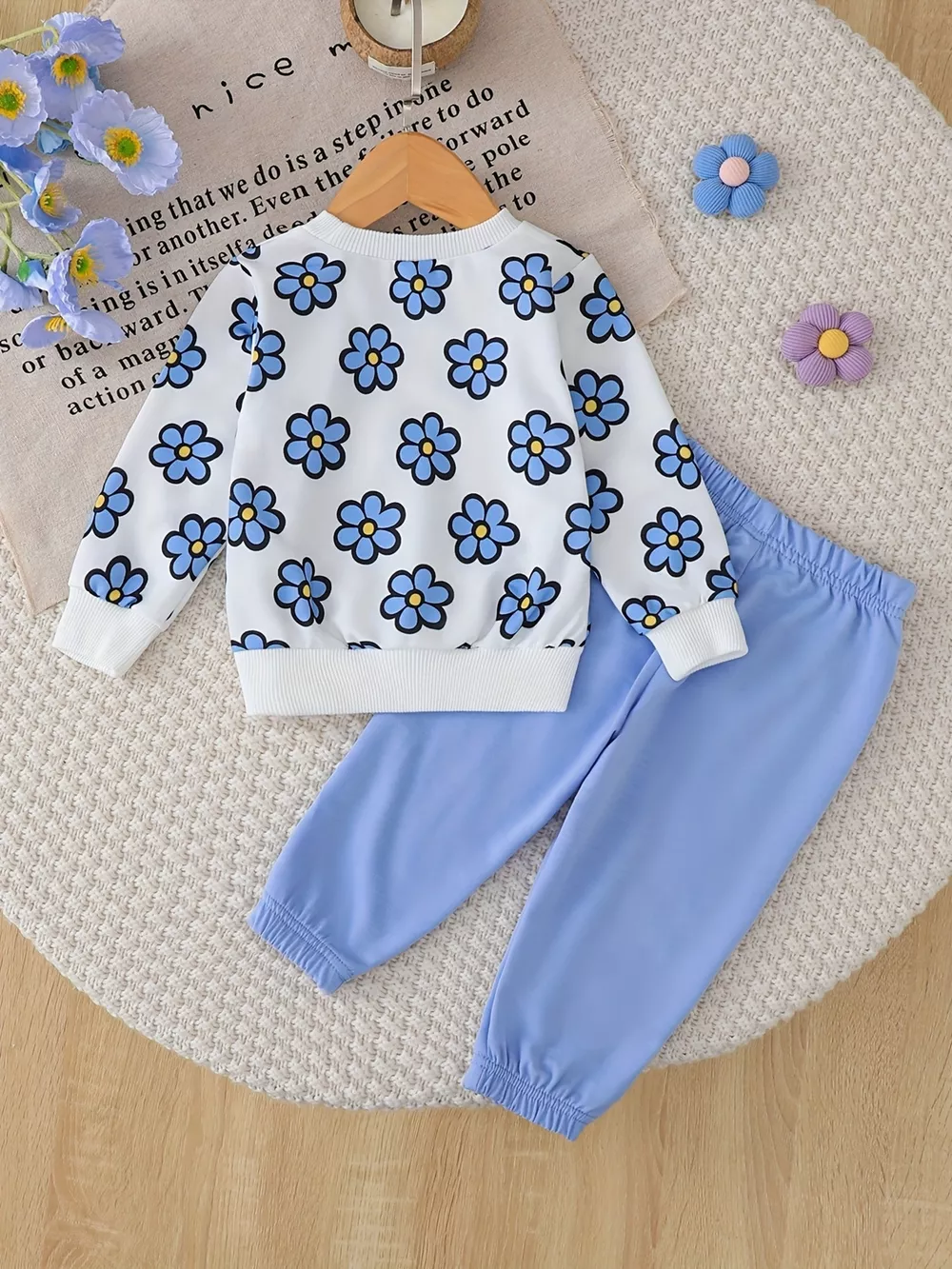 Children's Floral Long Sleeve Sweatshirt and Joggers Set, image 11