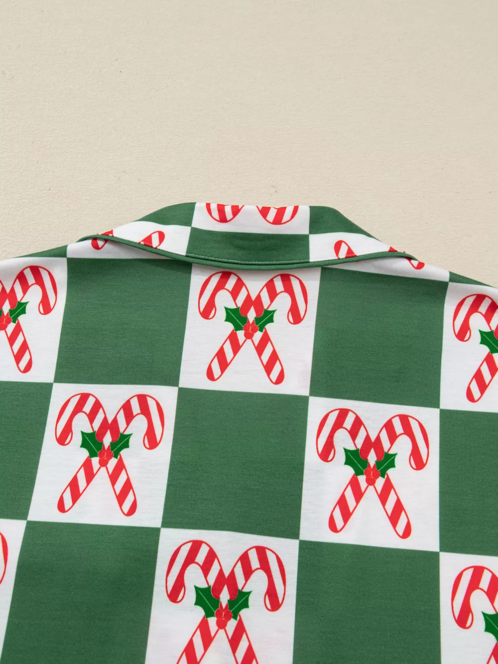 Candy Cane Checkered Pattern 2pcs Pajama Set, image 10