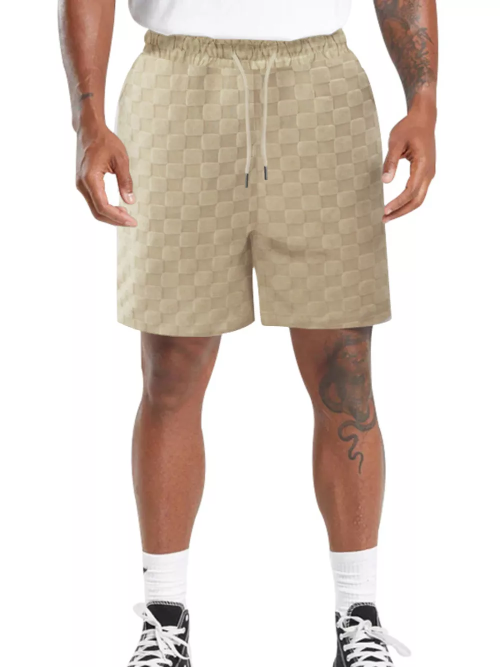 Men's Full Size Textured Checkered Casual Shorts Plus Size, image 3