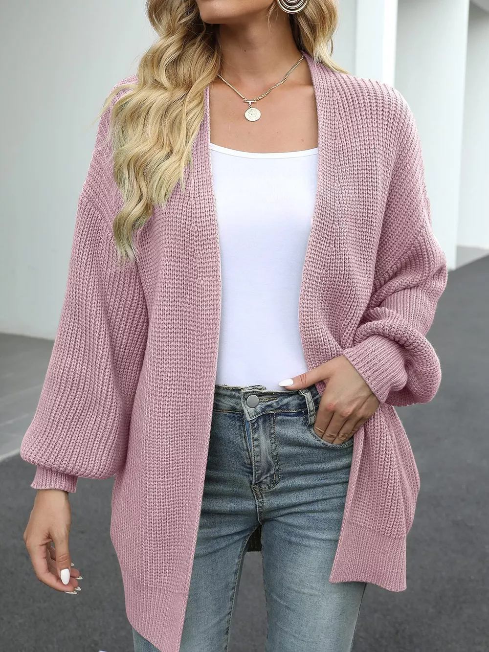 Chunky Knit Open Front Cardigan, image 16