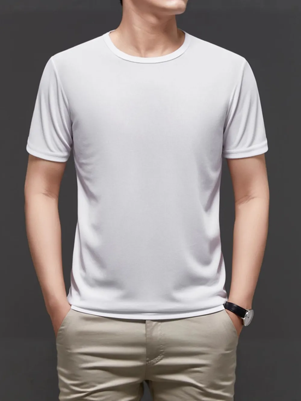 Men's Plus Size Round Neck Short Sleeve T-Shirt, image 5