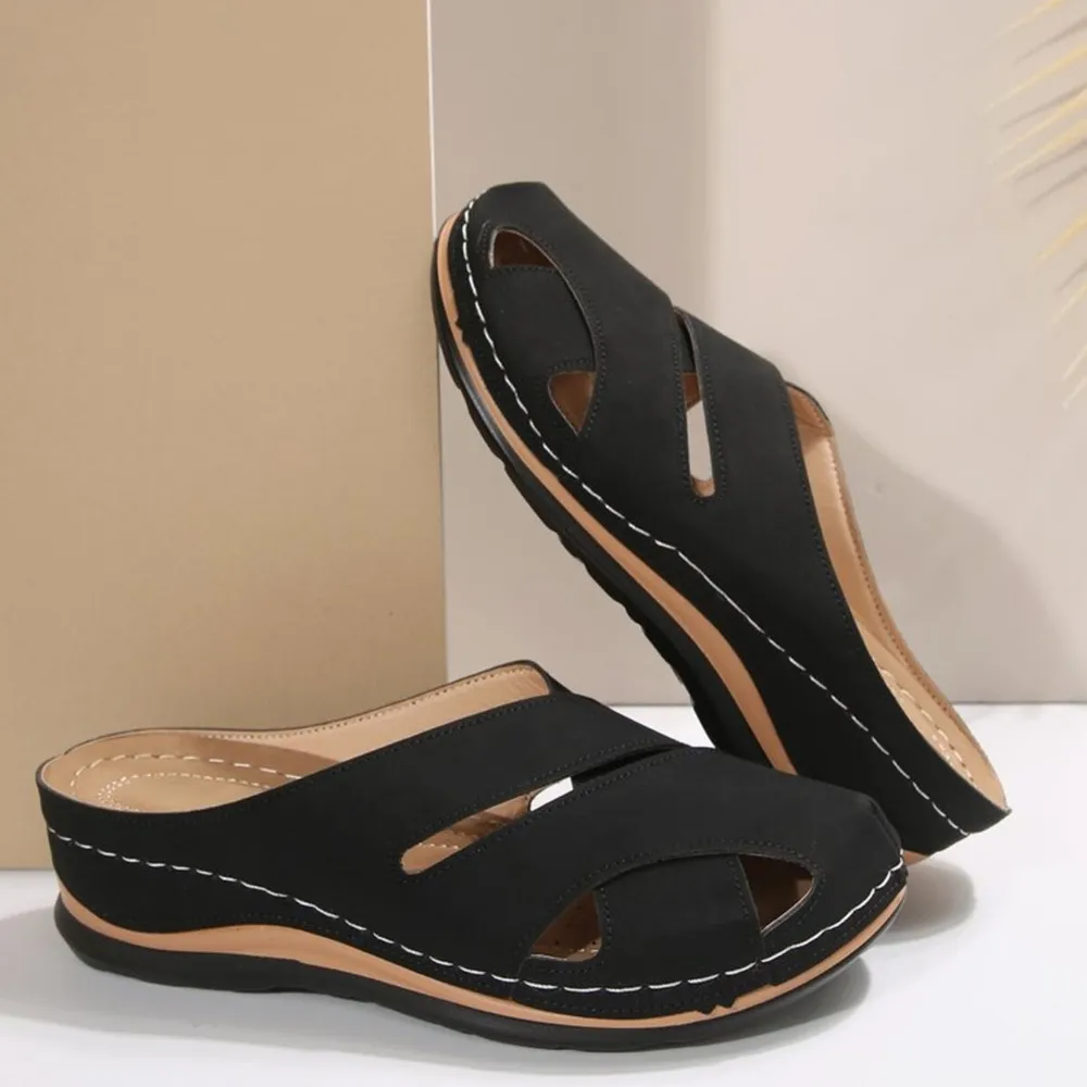 Round Toe Wedge Sandals, image 4