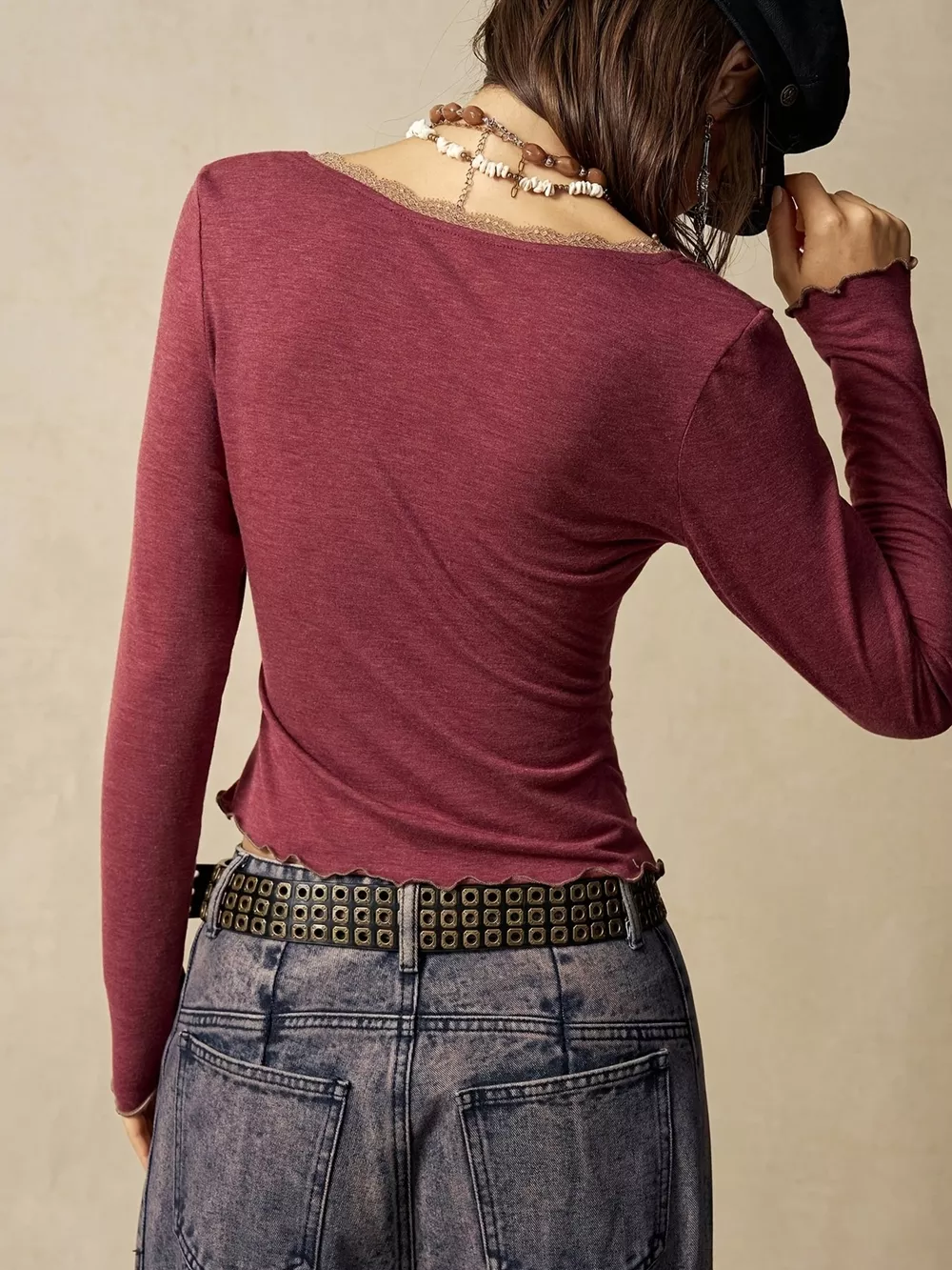 Lace Detail Long Sleeve T-Shirt, image 12