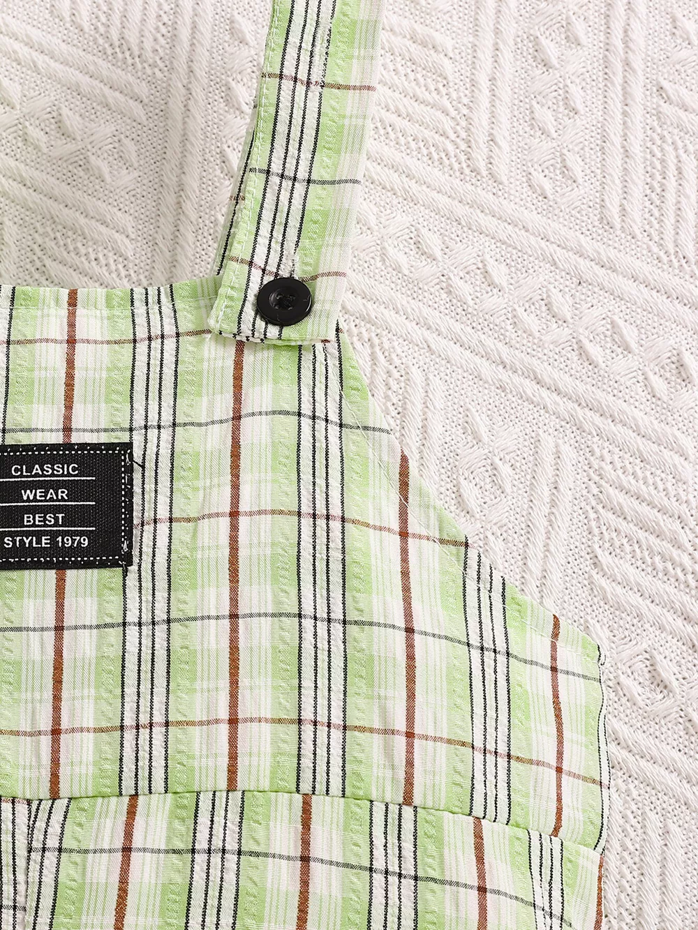 Children's Solid Color Polo & Plaid Overalls Set, image 5