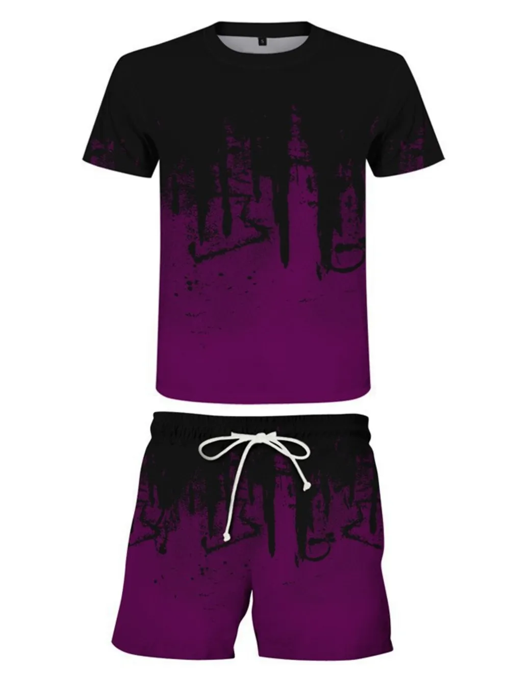 Men's Full Size Printed Short Sleeve Tee and Shorts Set Plus Size, image 4