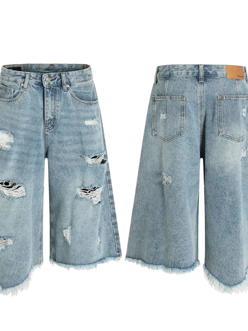 Men's Oversized Distressed Demin Shorts, image 4
