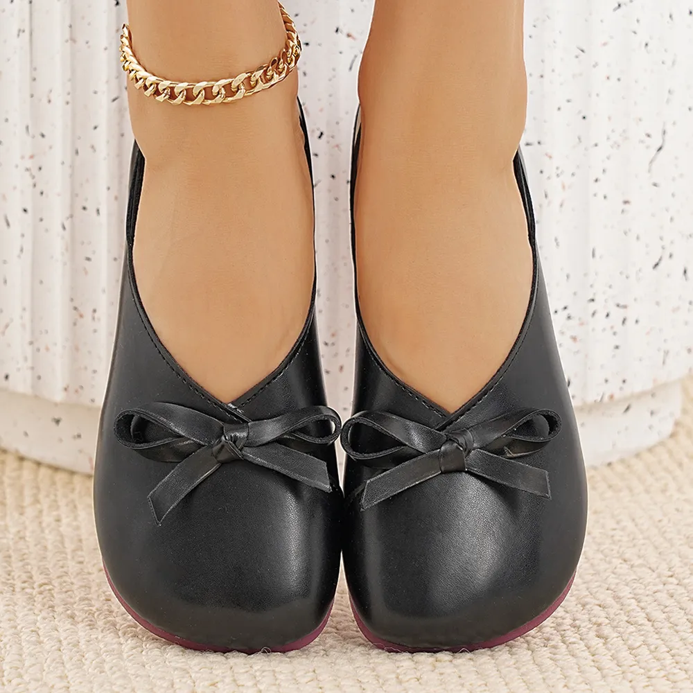 Bow Round Toe Flats Slip-Ons, image 4