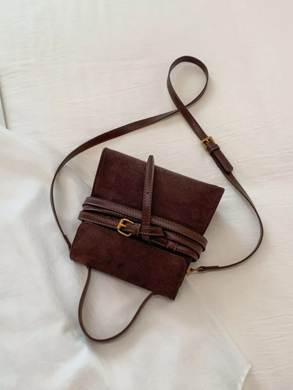 Suede Buckle Decor Crossbody Bag, image 15