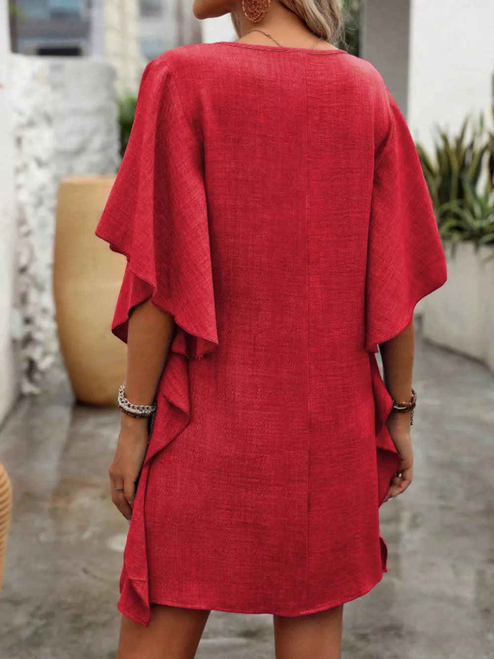 Flowy Sleeve V-Neck Casual Mini Dress, image 18