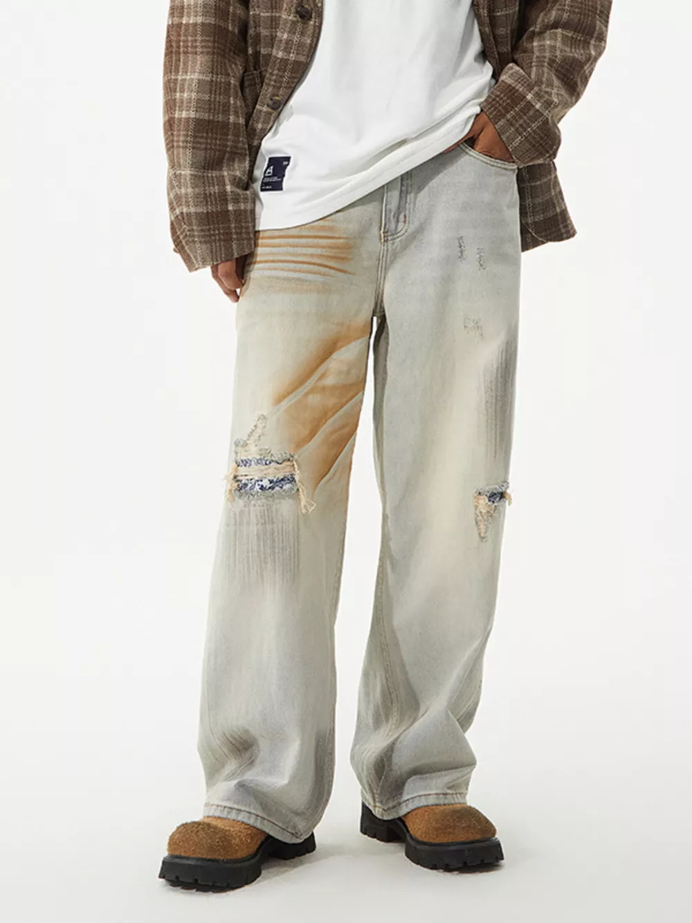 Men's Distressed Wide Leg Jeans, image 4