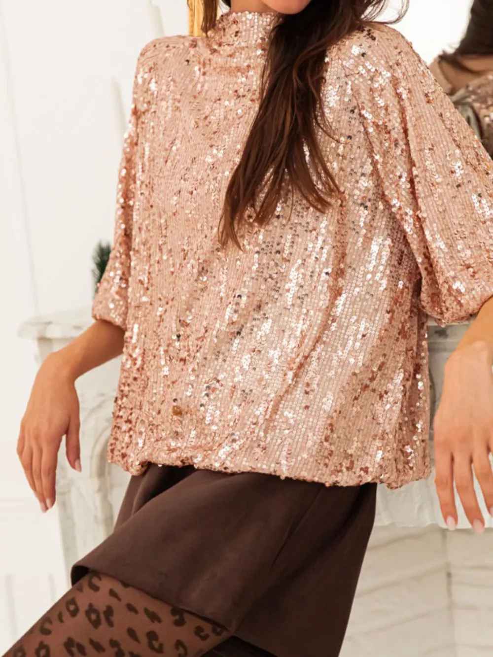 Sequin Embellished Tie-Back Blouse, image 5