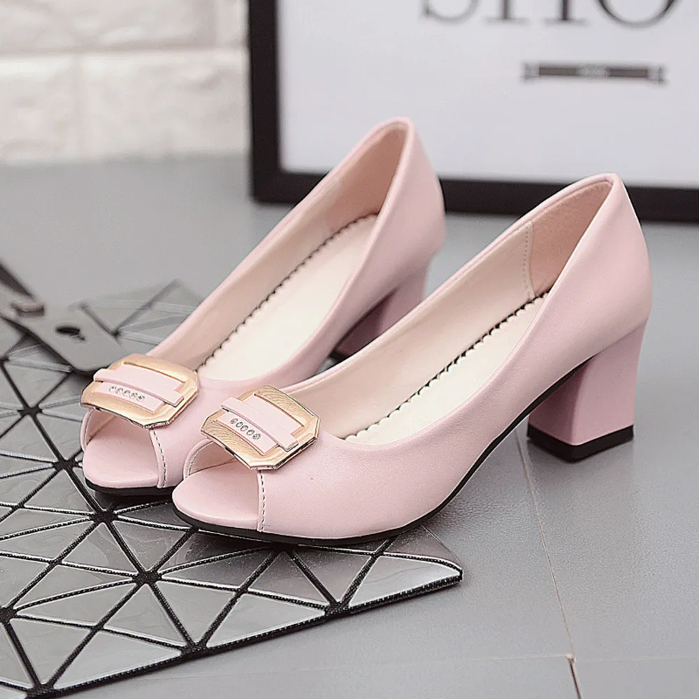 Peep Toe Block Heels Sandals, image 7