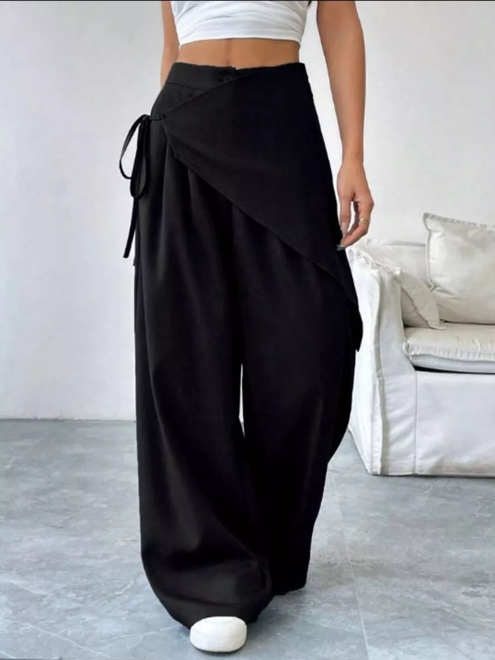 Wrap-Front Wide-Leg Pants, image 9