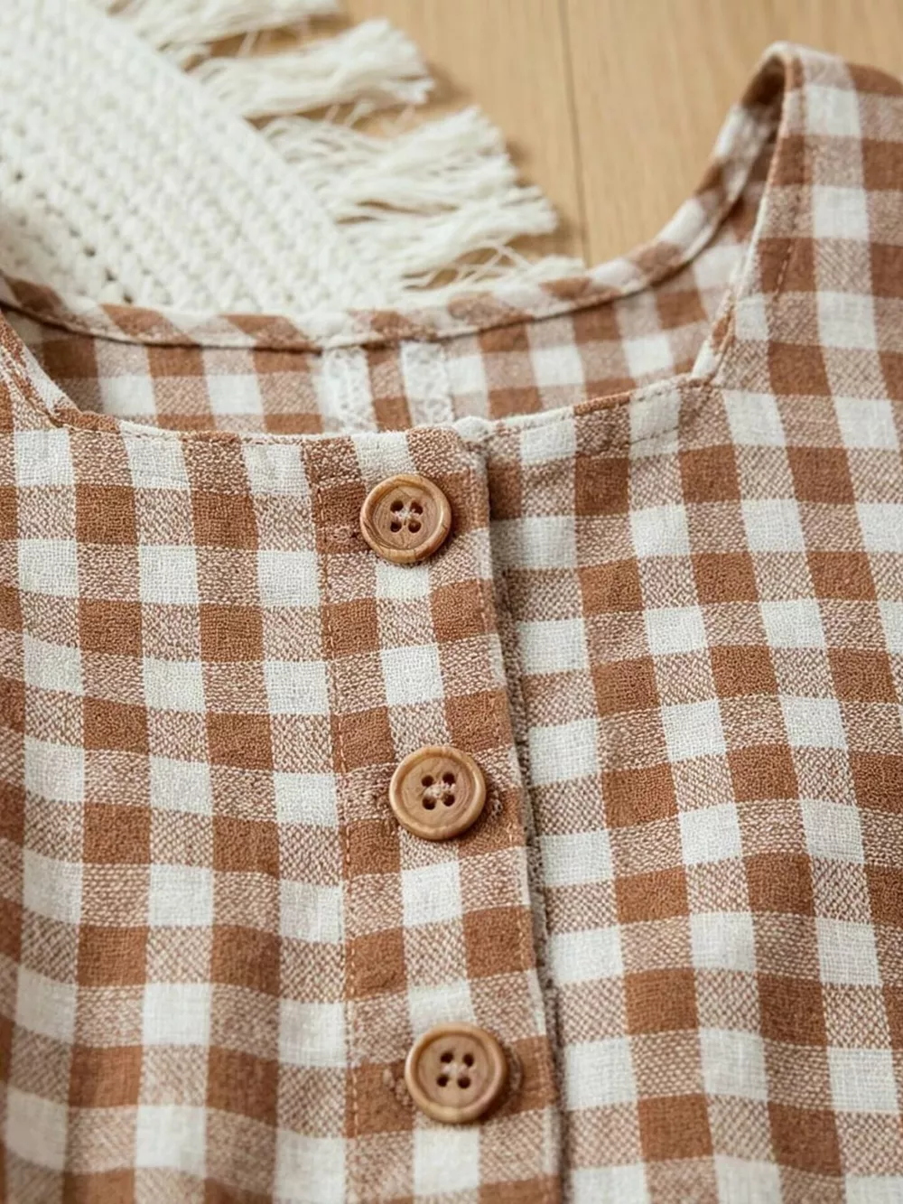 Children's Gingham Ruffle Trim Top and Shorts Set, image 3