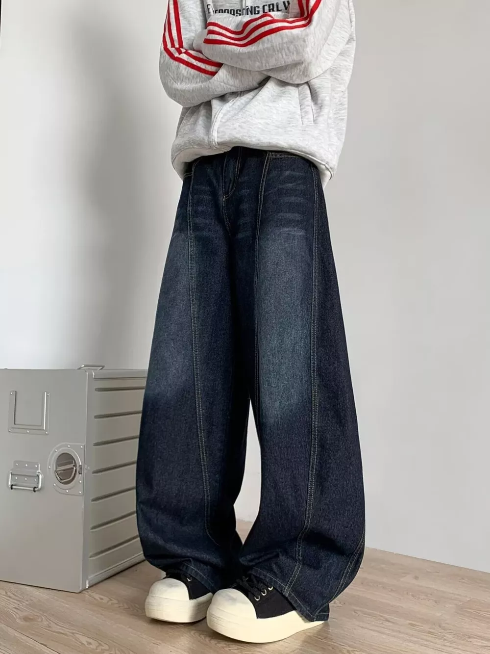 Men's Full Size Wide Leg Barrel Jeans Plus Size, image 2