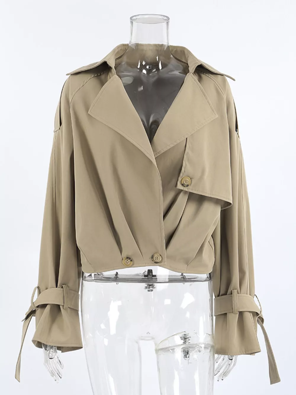 Wide Lapel Cropped Trench Coat, image 10