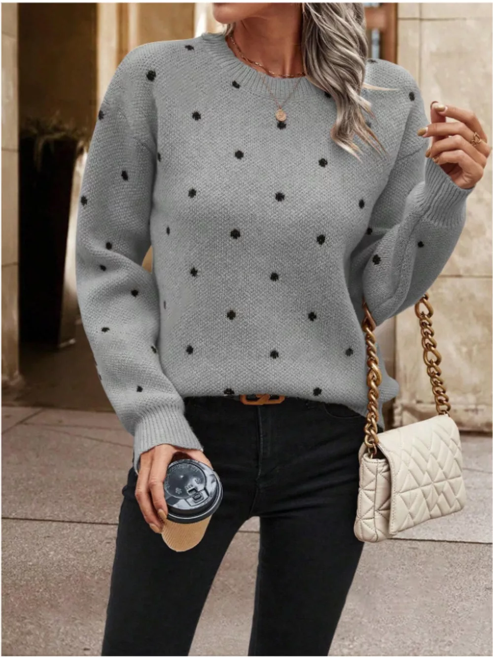 Polka Dot Long Sleeve Sweater, image 11