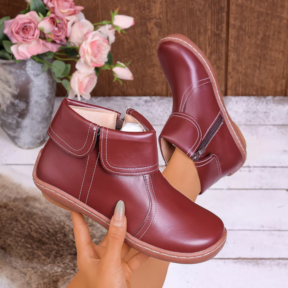 Round Toe Side Zipper Boots, image 6