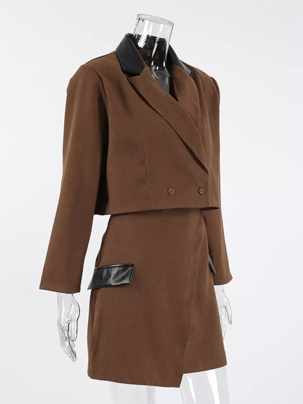 Double-Breasted Blazer & Asymmetrical Skirt Set, image 11