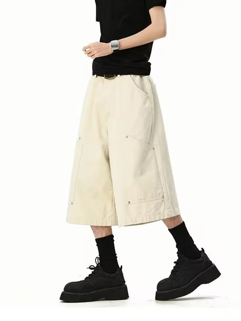 Men's Full Size Wide Leg Cropped Shorts Plus Size, image 2