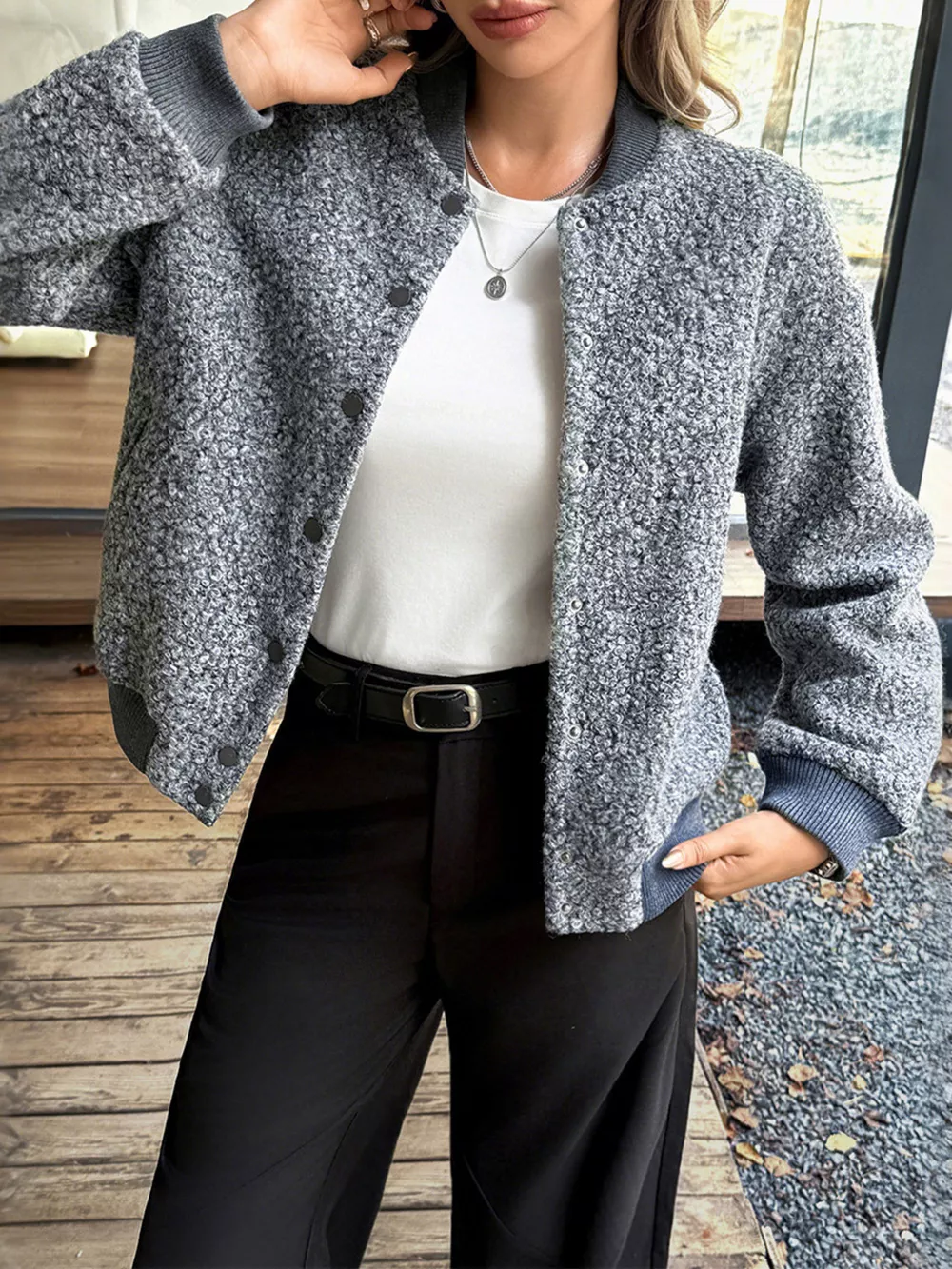 Snap Down Dropped Shoulder Jacket, image 5