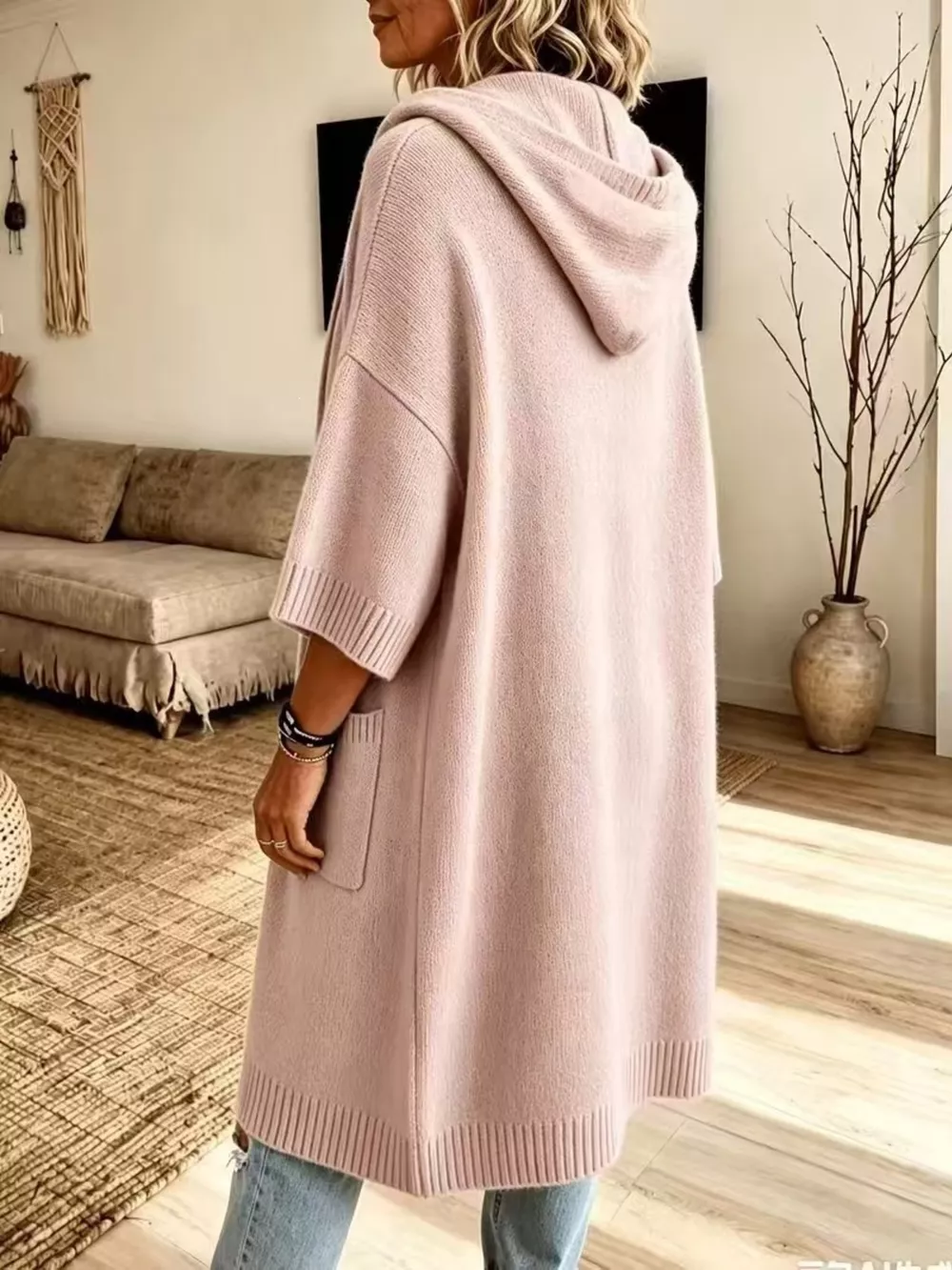 Hooded Button-Down Knit Cardigan with Pockets, image 5