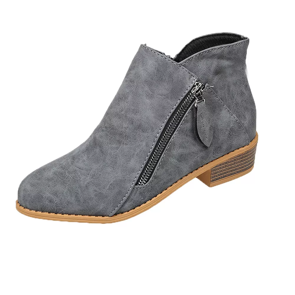 Size Zipper Block Heels Boots, image 12