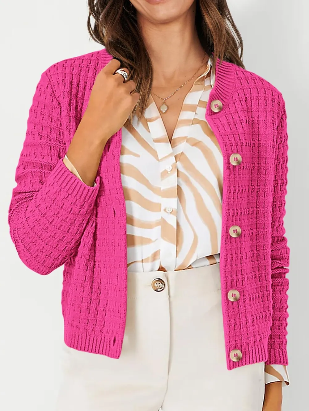 Textured Knit Button-Front Cardigan, image 26