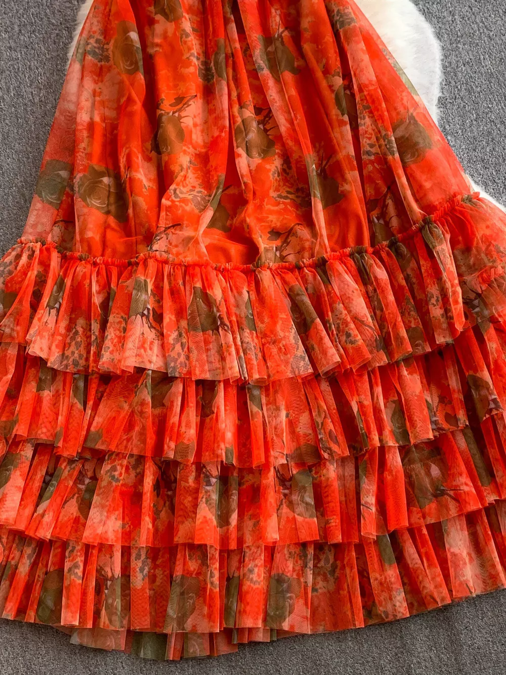 Floral Print Ruffled Layered Mesh Dress, image 16