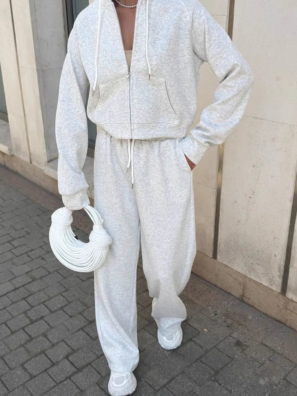 Zip Up Drawstring Hoodie and Pants Set, image 12