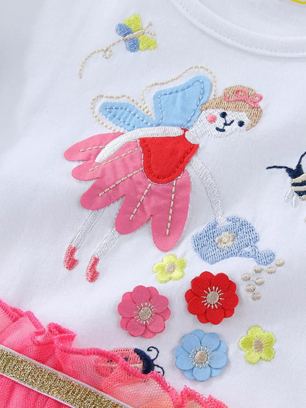 Children's Fairy Applique Rainbow Tulle Dress, image 3