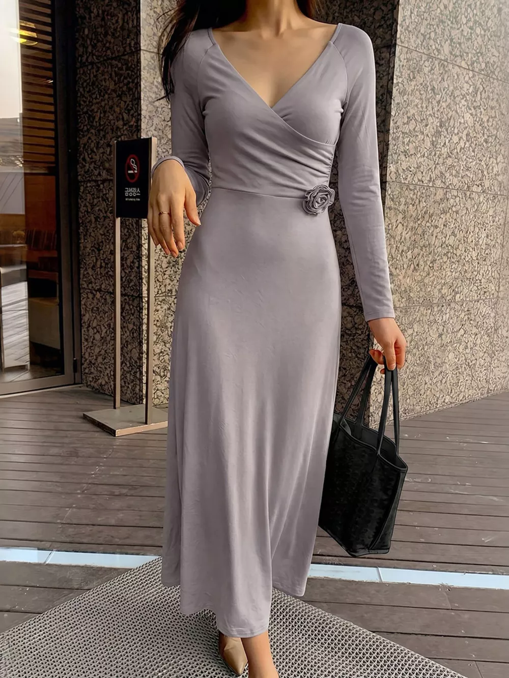 Surplice Long Sleeve Midi Dress, image 5