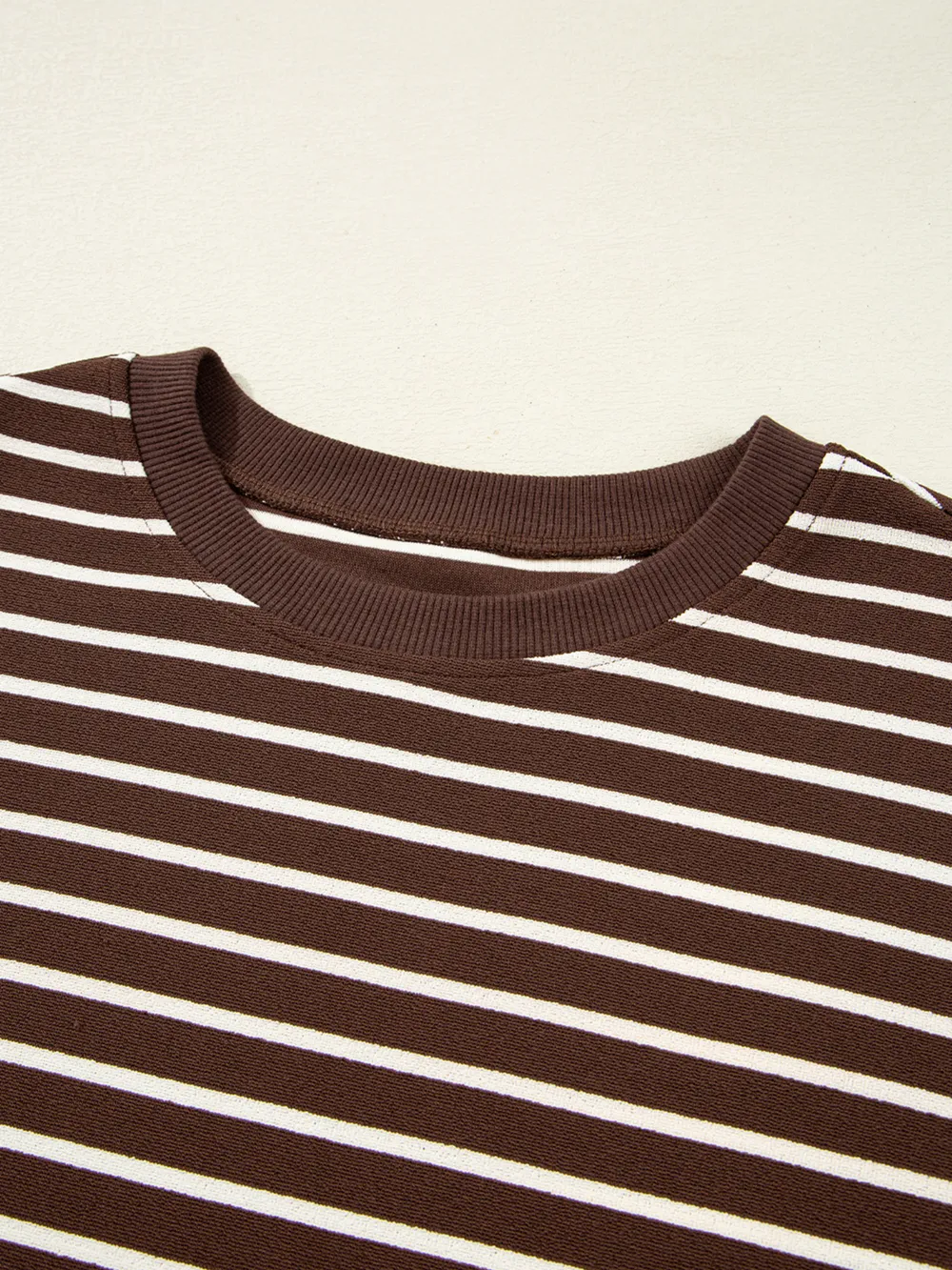 Stripe Cropped Crew Neck Long Sleeve T Shirt, image 7