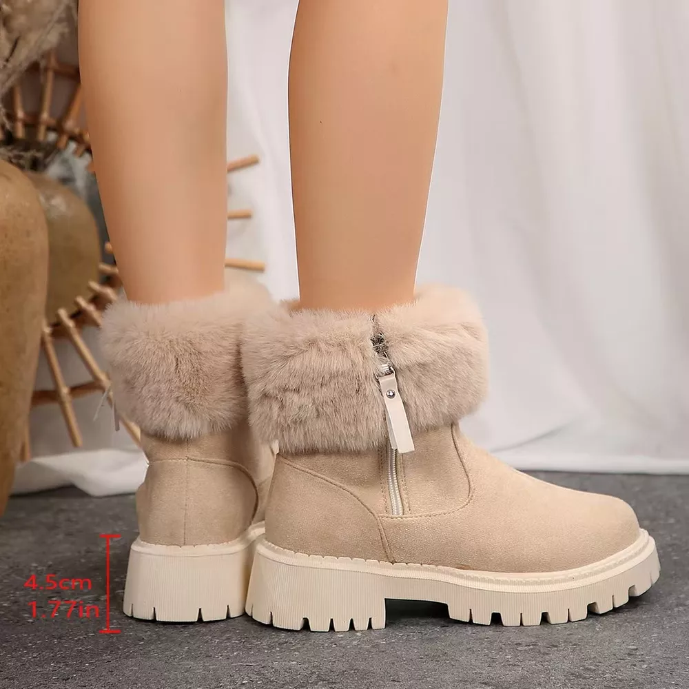Faux Fur Lined Side-Zip Chunky Platform Ankle Boots, image 4