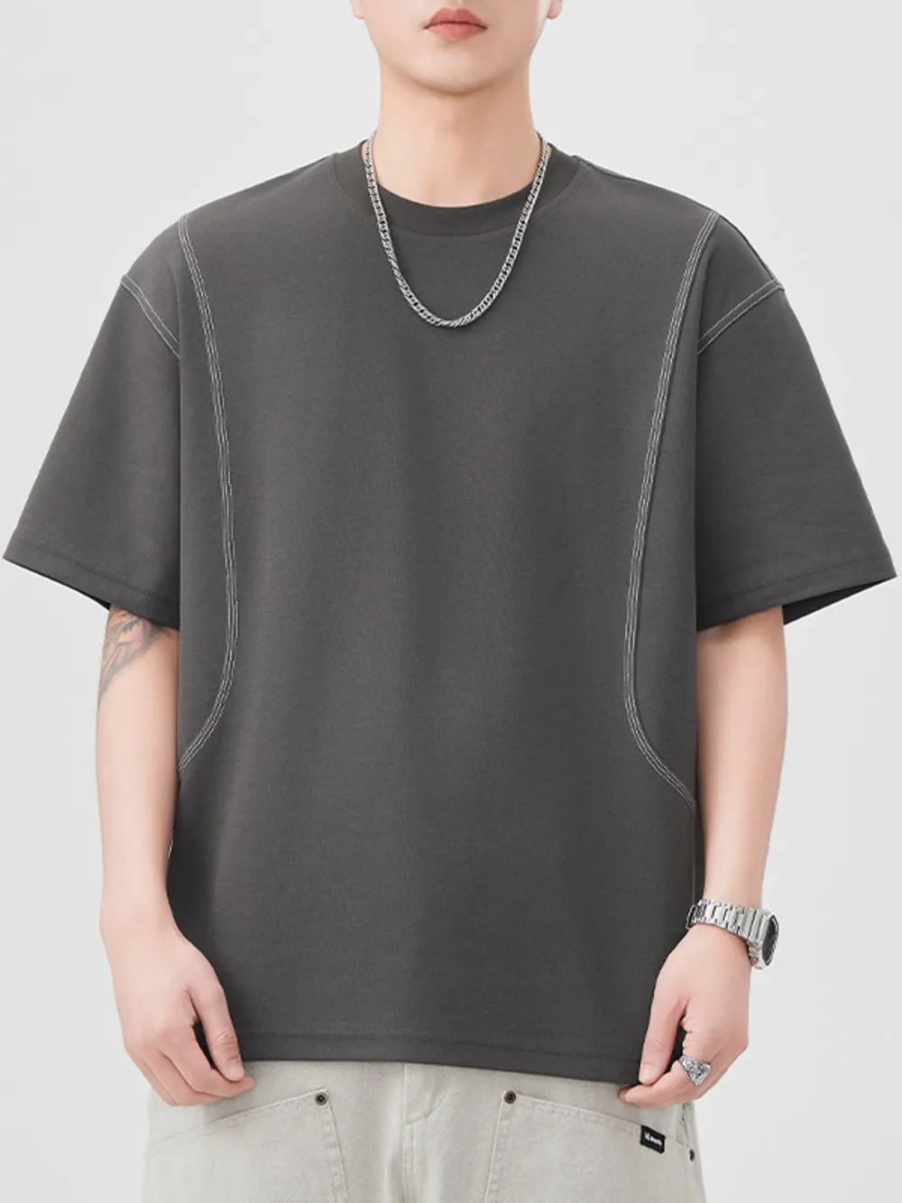 Men's Plus Size Round Neck Relaxed Fit T-Shirt, image 5