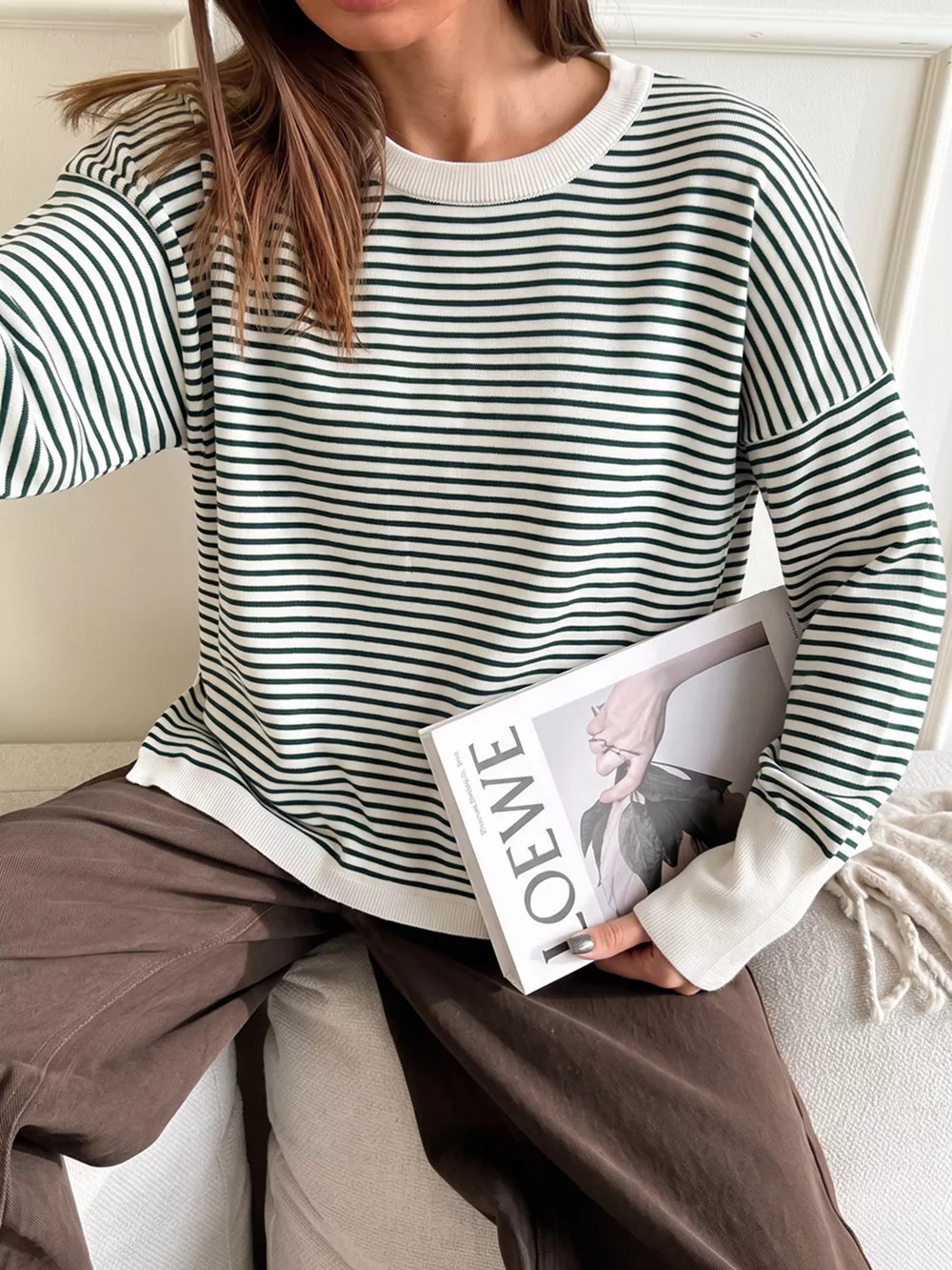 Striped Round Neck Knit Top, image 24